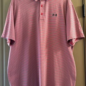 Under Armour Men's Polo Gray with Red stripes